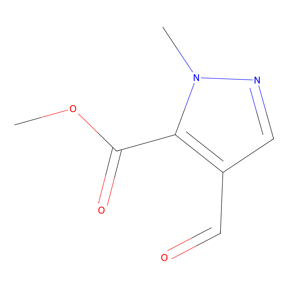 methyl 4-formyl-1-methyl-1H-pyrazole-5-carboxylate molecular structure, CAS 81303-62-0
