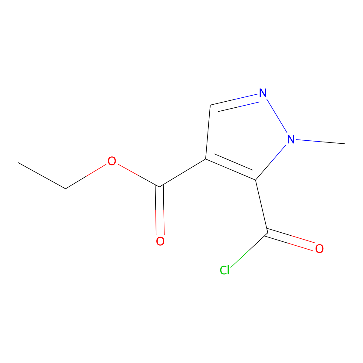Ethyl 5-(chlorocarbonyl)-1-methyl-1H-pyrazole-4-carboxylate molecular structure, CAS 81303-67-5