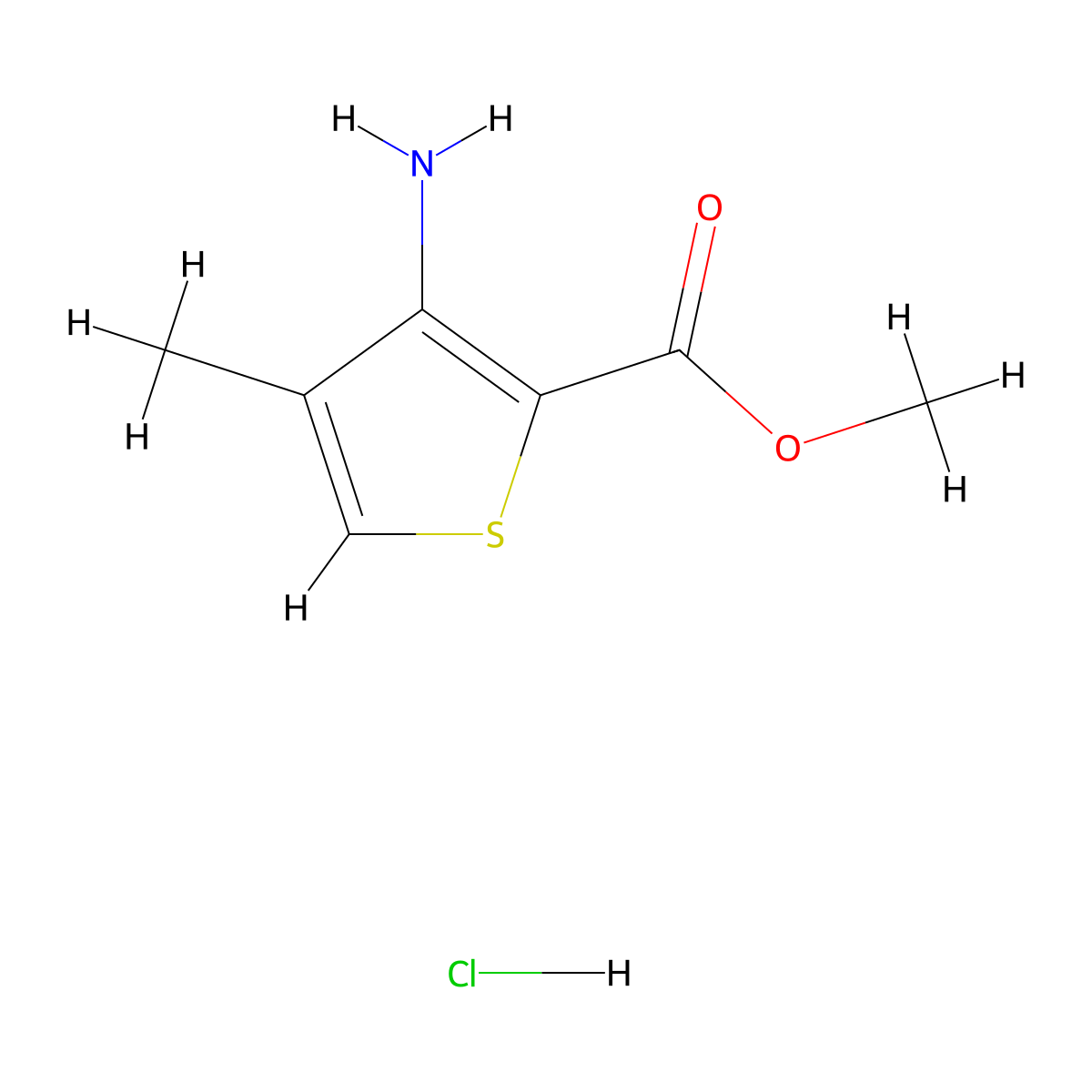 Methyl 3-amino-4-methylthiophene-2-carboxylate hydrochloride molecular structure, CAS 81321-14-4