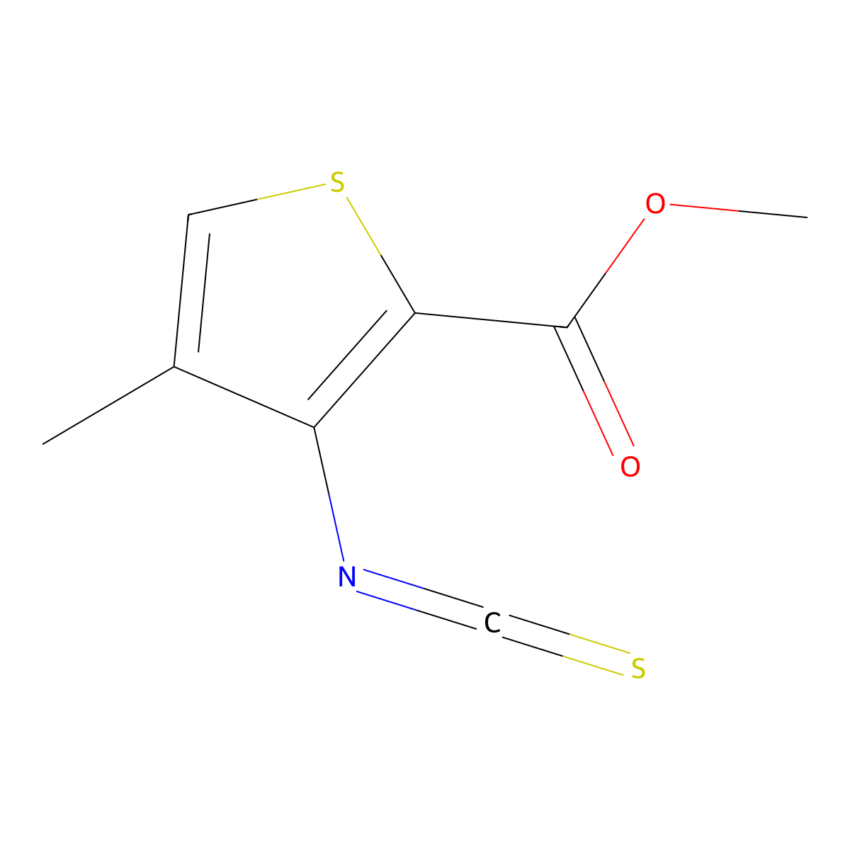 Methyl 3-isothiocyanato-4-methylthiophene-2-carboxylate molecular structure, CAS 81321-15-5