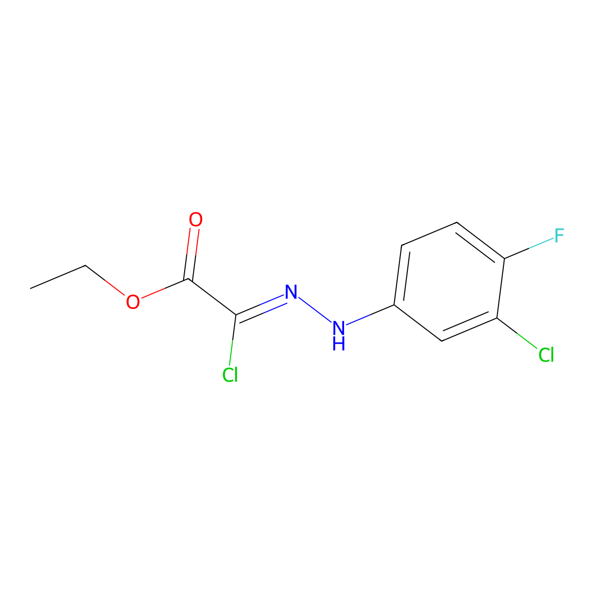 Ethyl chloro[2-(3-chloro-4-fluorophenyl)hydrazinylidene]acetate molecular structure, CAS 81321-37-1