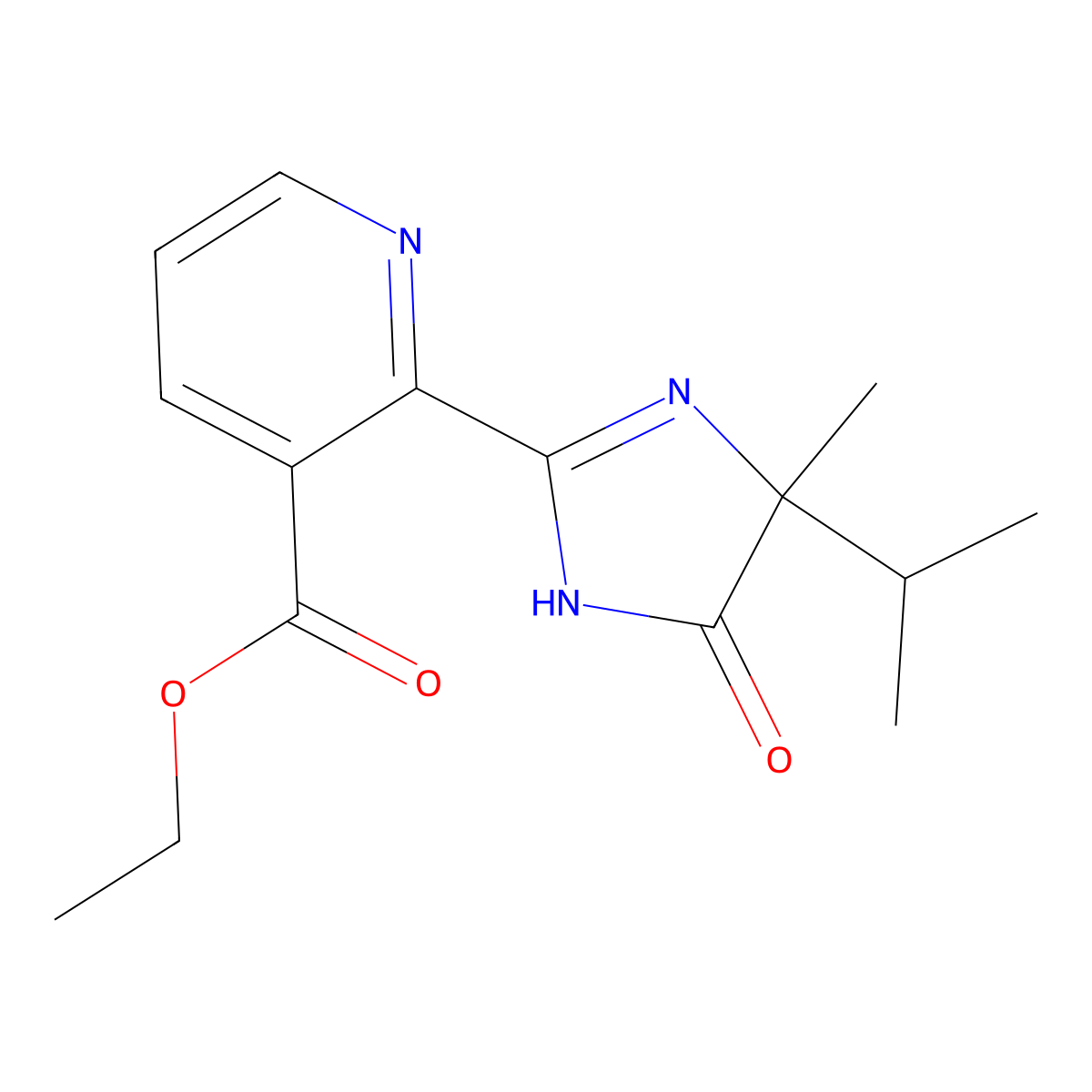 ethyl 2-(4-isopropyl-4-methyl-5-oxo-4,5-dihydro-1H-imidazol-2-yl)nicotinate molecular structure, CAS 81333-63-3