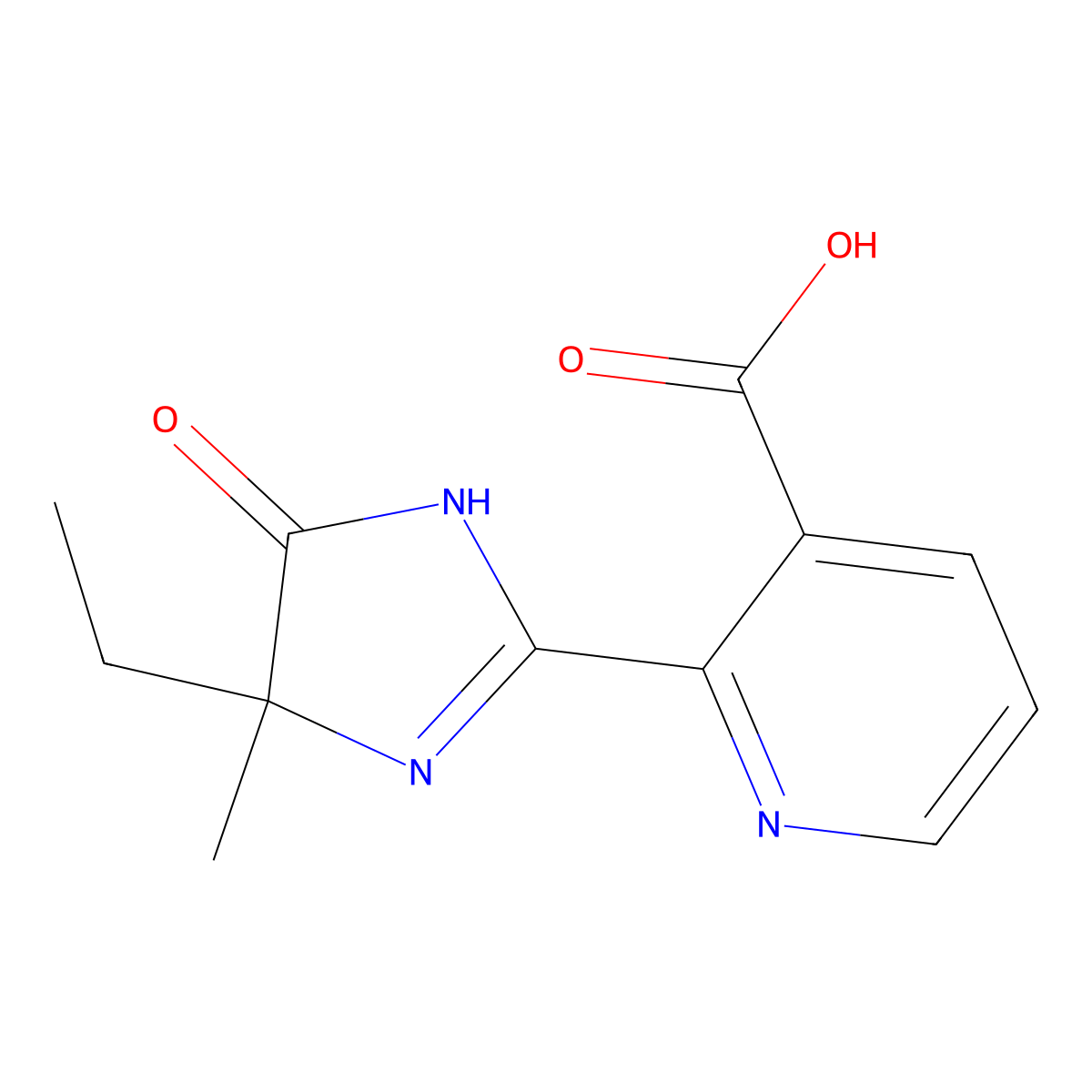 2-(4-ethyl-4-methyl-5-oxo-4,5-dihydro-1H-imidazol-2-yl)nicotinic acid molecular structure, CAS 81334-29-4
