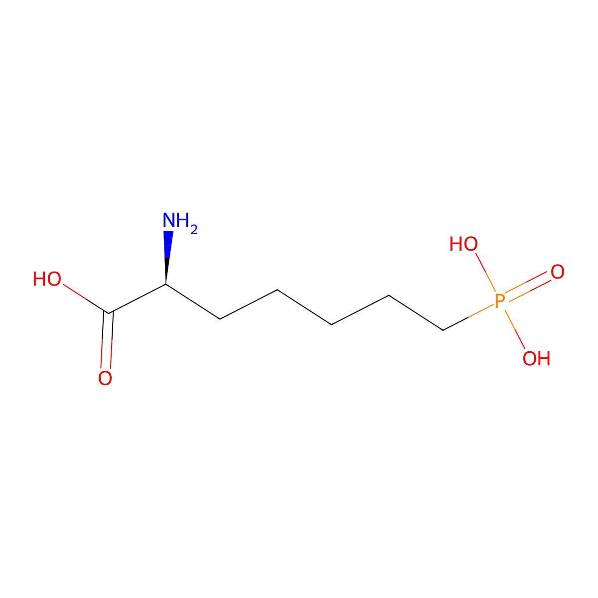 (+)-2-Amino-7-phosphonoheptanoic acid molecular structure, CAS 81338-24-1