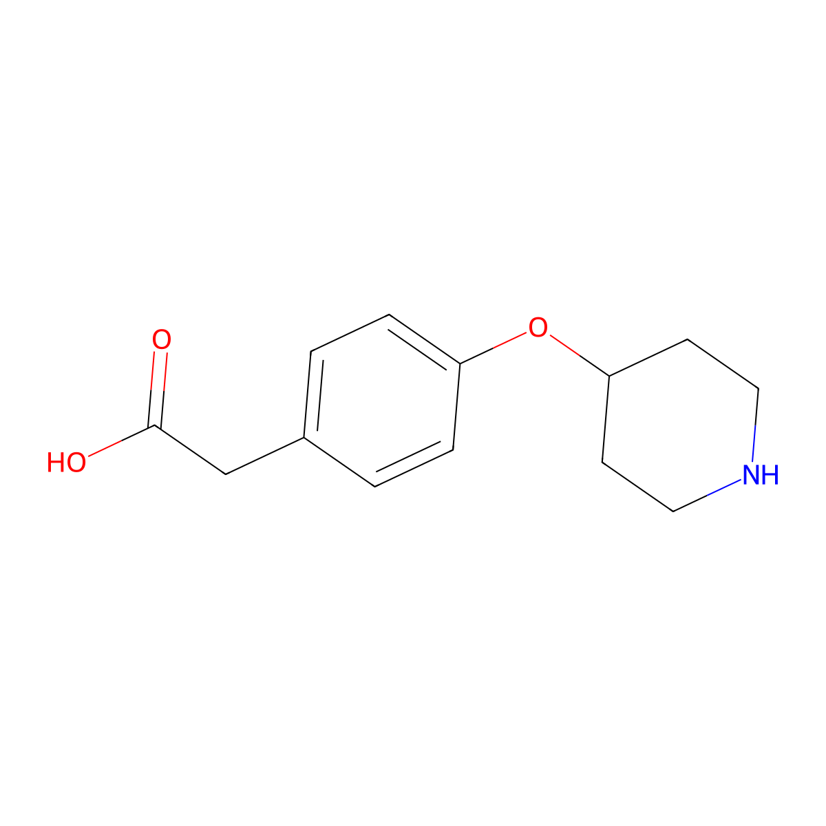 2-(4-(Piperidin-4-yloxy)phenyl)acetic acid molecular structure, CAS 813412-33-8