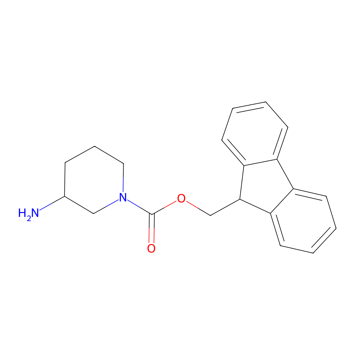 (9H-Fluoren-9-yl)methyl 3-aminopiperidine-1-carboxylate molecular structure, CAS 813412-35-0