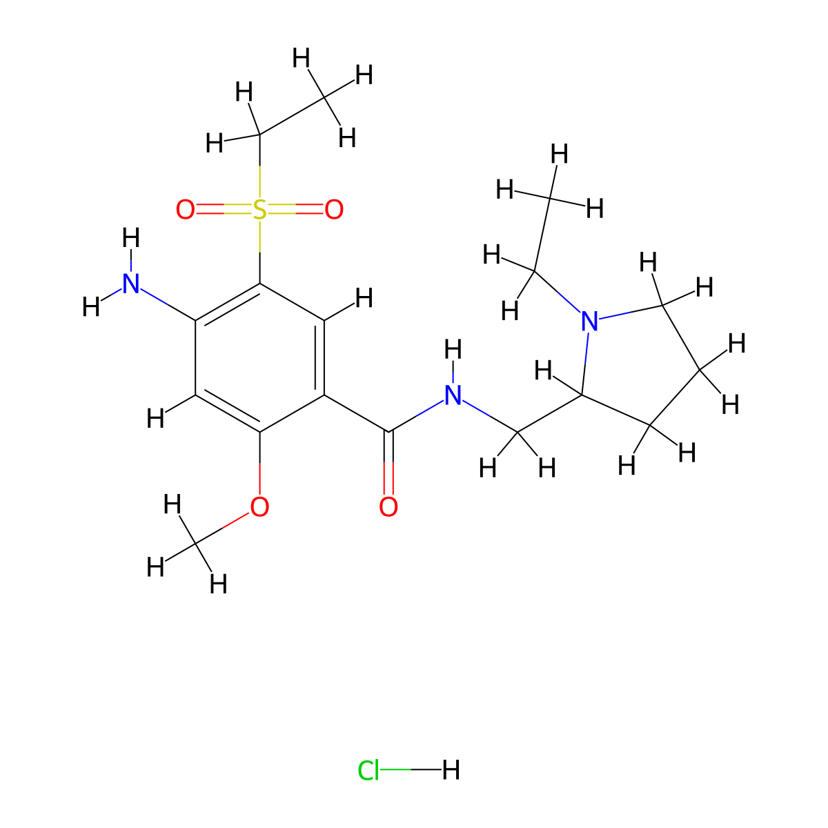 Amisulpride hydrochloride molecular structure, CAS 81342-13-4