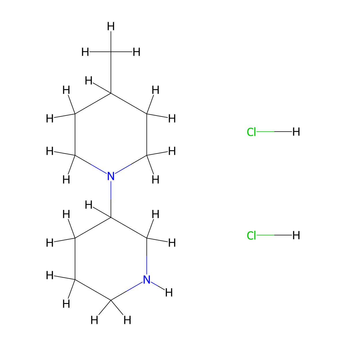 3-(4-Methyl-1-piperidinyl)piperidine dihydrochloride molecular structure, CAS 813425-62-6