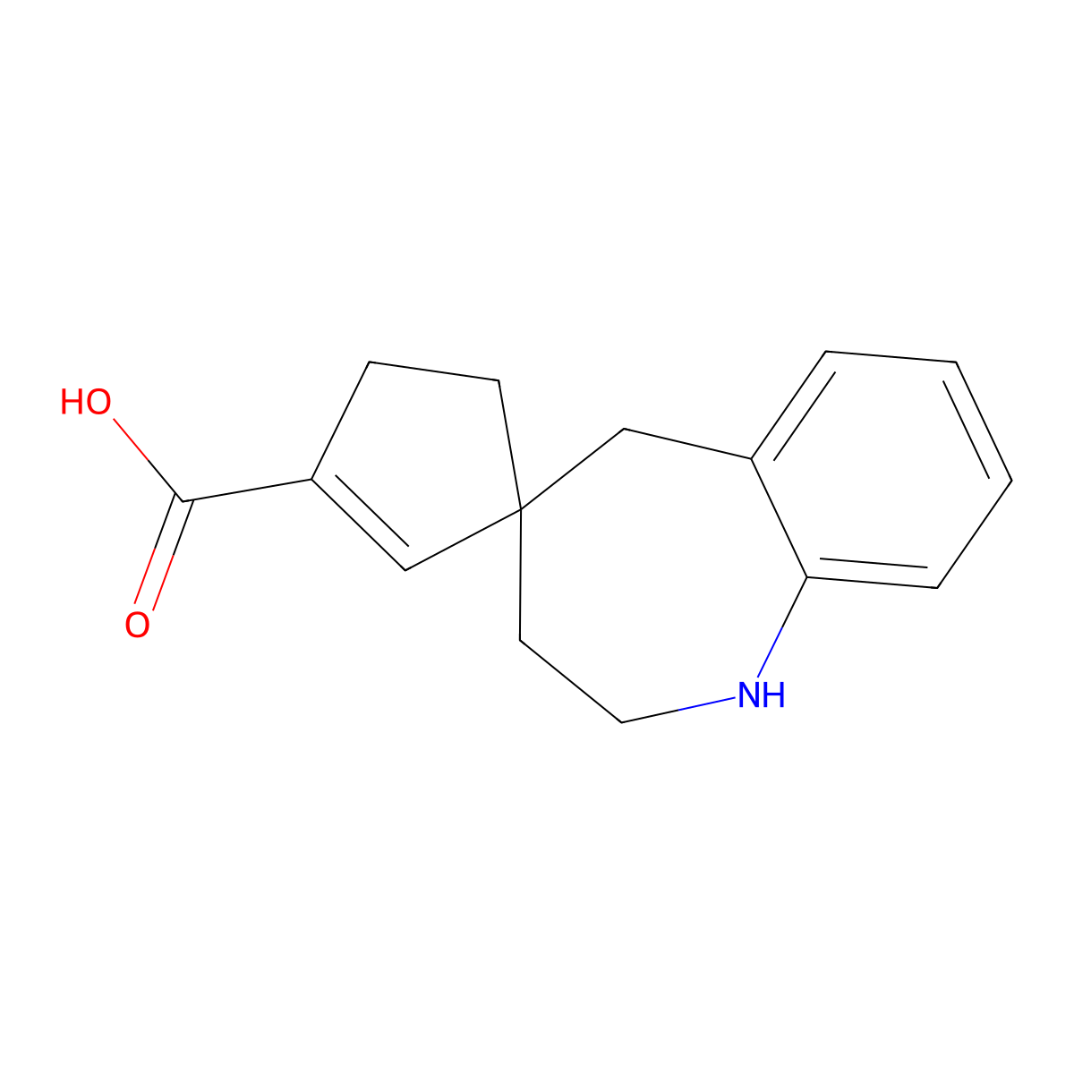 1,2,3,5-Tetrahydrospiro[benzo[b]azepine-4,1-cyclopent[2]ene]-3'-carboxylic acid molecular structure, CAS 813426-13-0