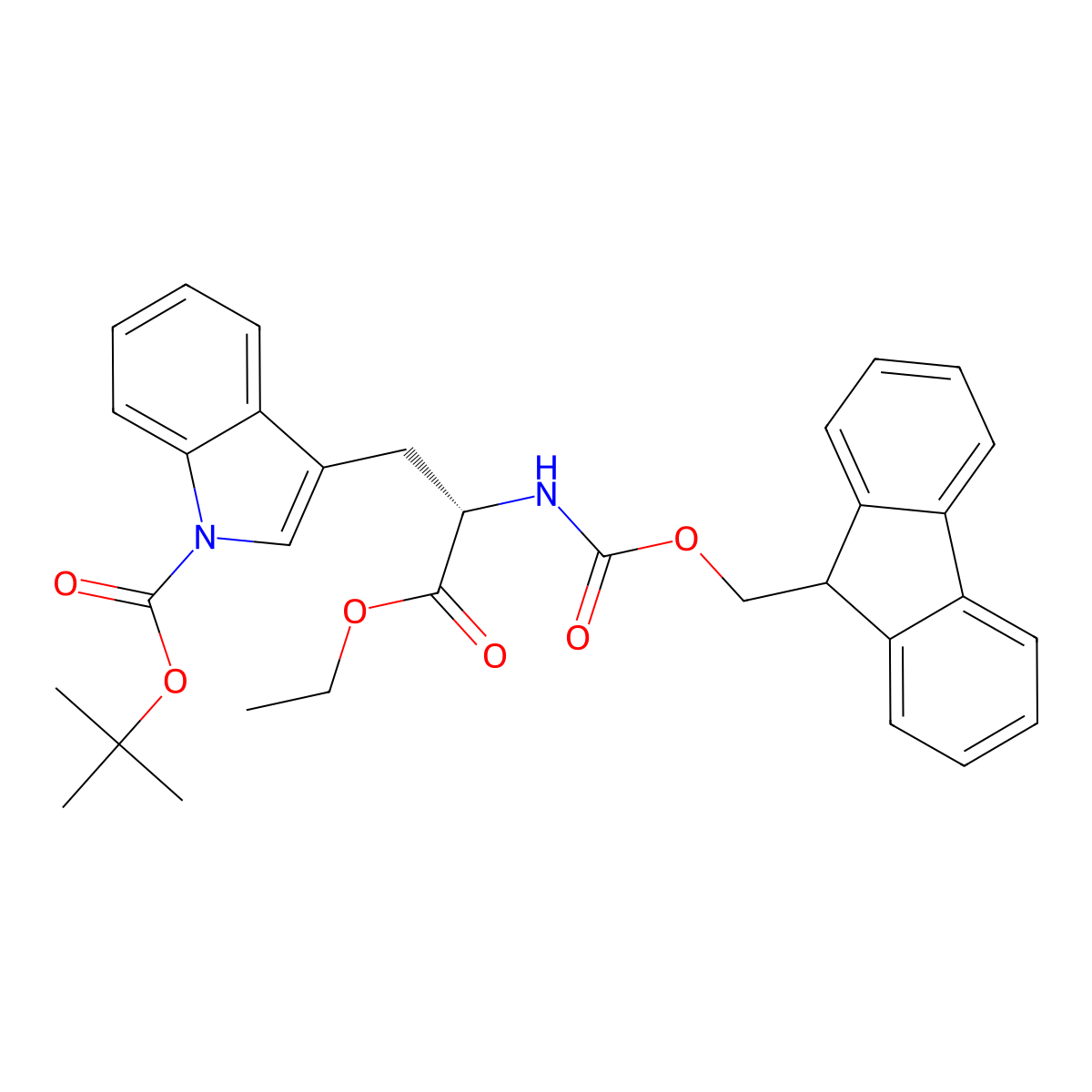 Fmoc-L-trp(boc)-oet molecular structure, CAS 813452-93-6