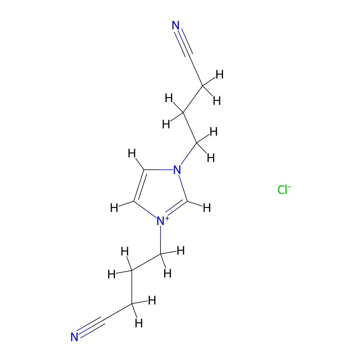 1,3-Bis(3-cyanopropyl)imidazolium chloride molecular structure, CAS 813458-73-0