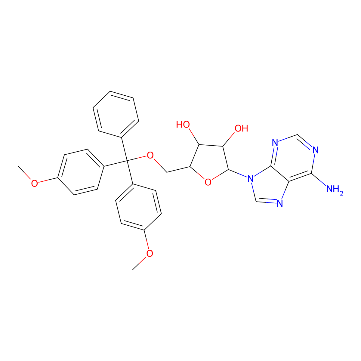 5'-O-[Bis(4-methoxyphenyl)phenylmethyl]-adenosine molecular structure, CAS 81352-25-2