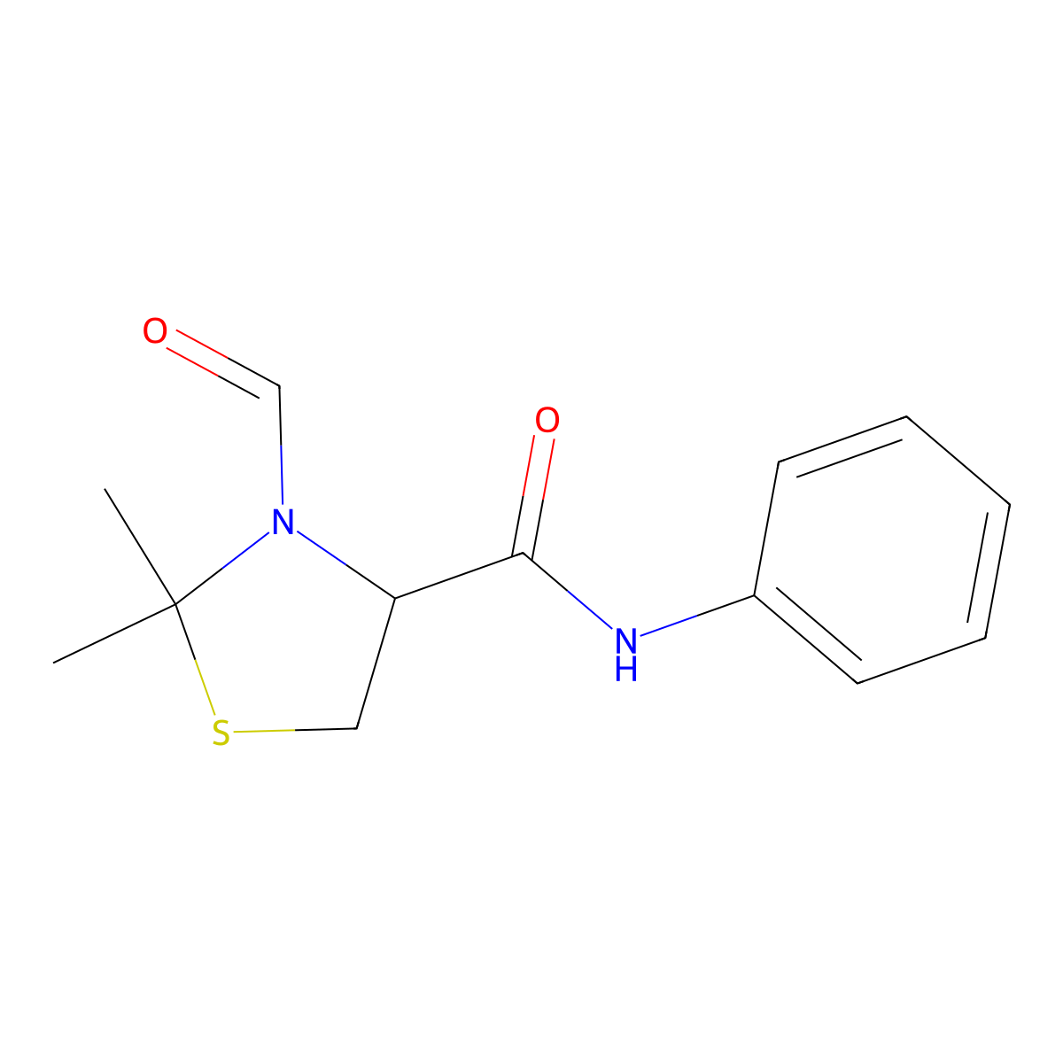3-formyl-2,2-dimethyl-N-phenyl-1,3-thiazolidine-4-carboxamide molecular structure, CAS 81355-92-2