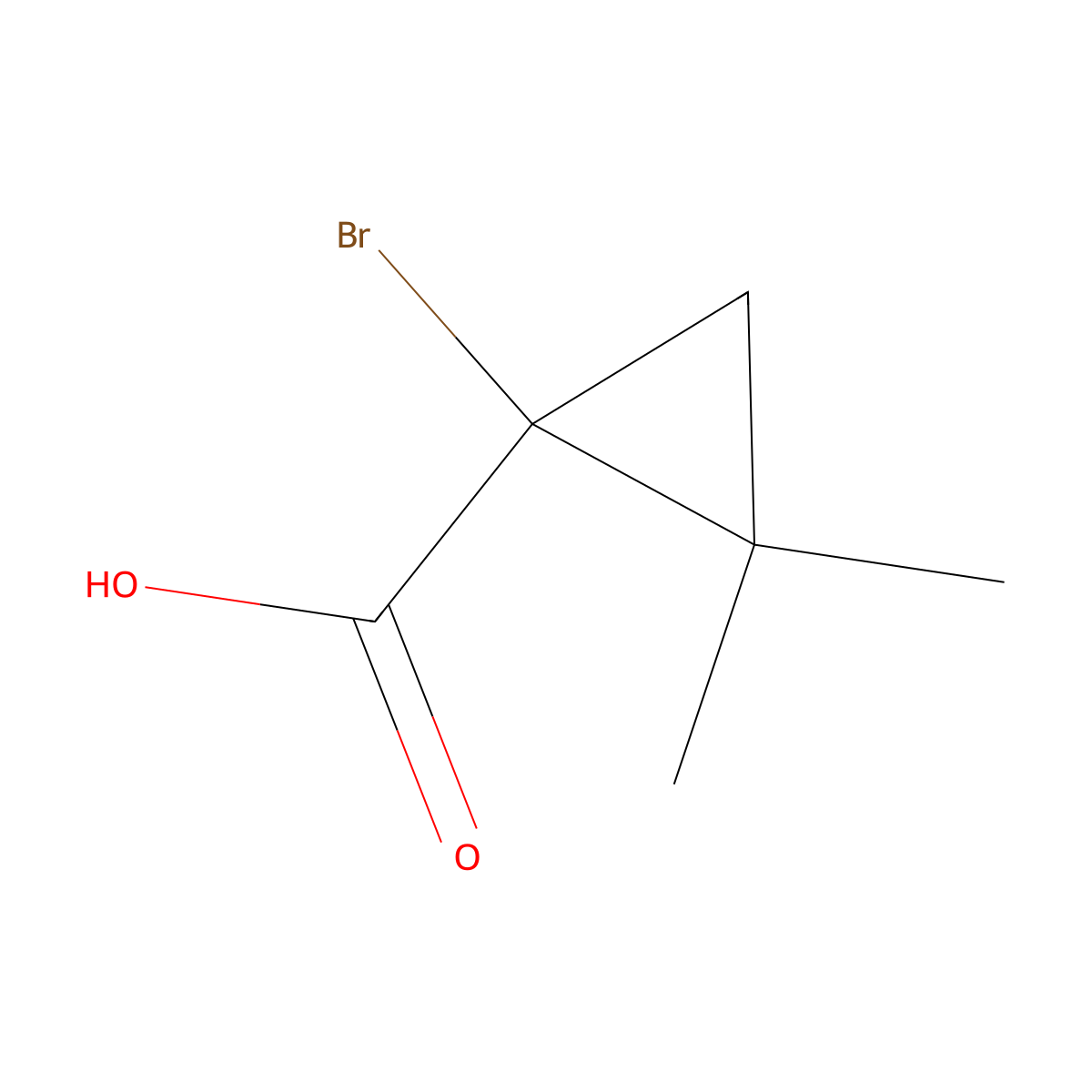 1-Bromo-2,2-dimethylcyclopropane-1-carboxylic acid molecular structure, CAS 81359-18-4