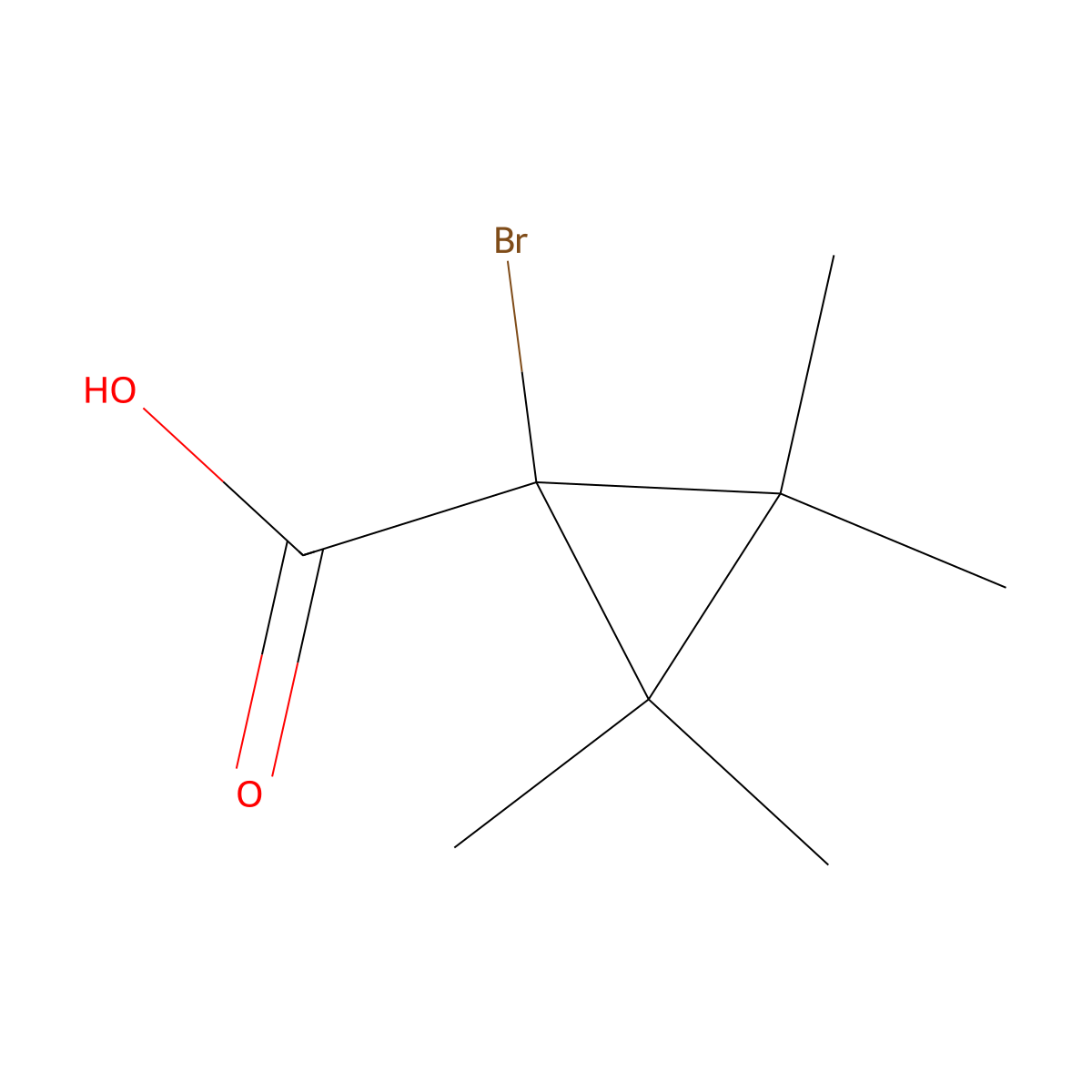 1-Bromo-2,2,3,3-tetramethylcyclopropane-1-carboxylic acid molecular structure, CAS 81359-19-5