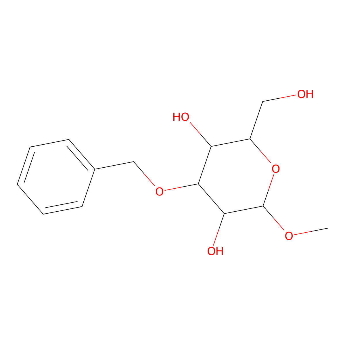 Methyl 3-O-benzyl-D-glucopyranoside molecular structure, CAS 81371-52-0