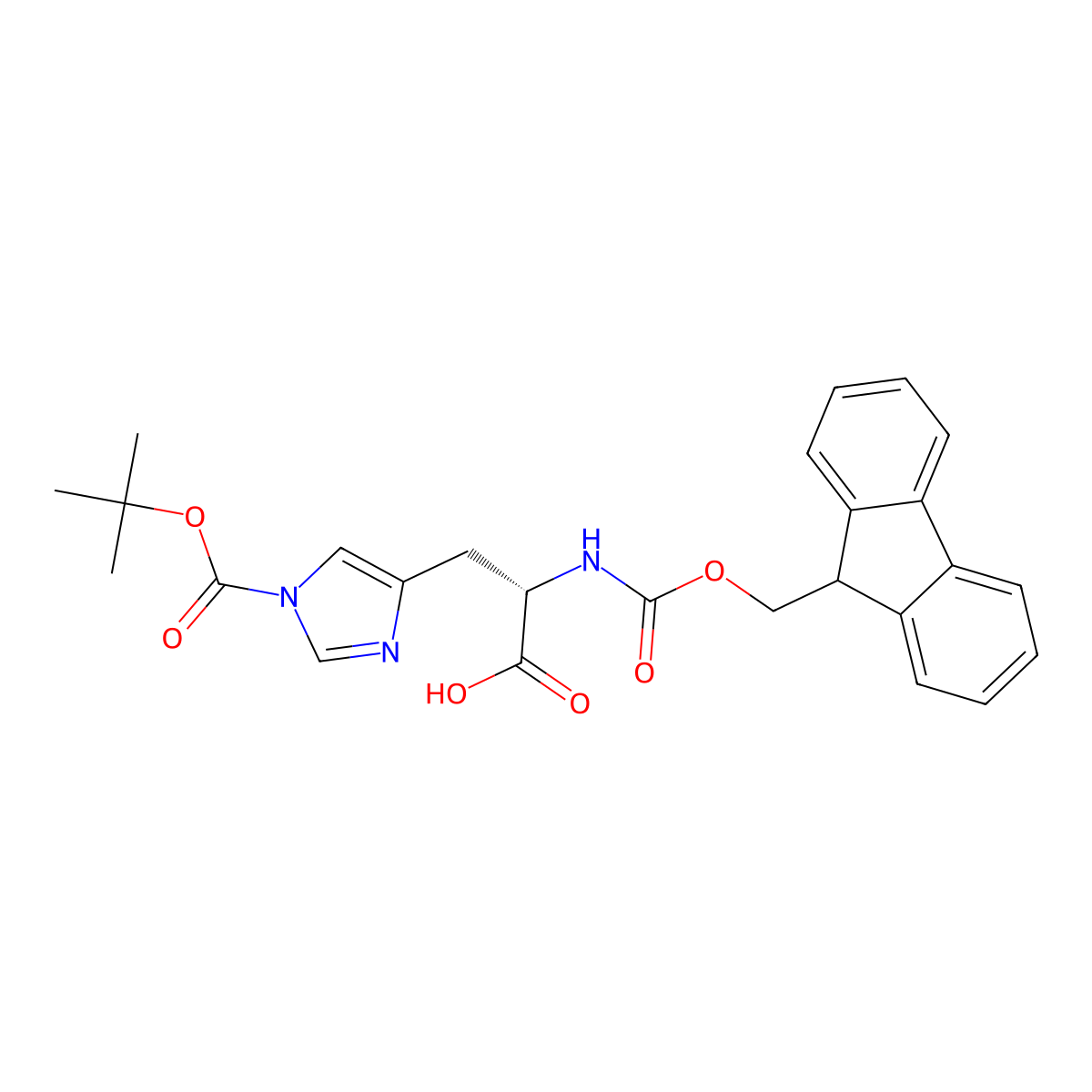 Fmoc-His(Boc)-OH molecular structure, CAS 81379-52-4