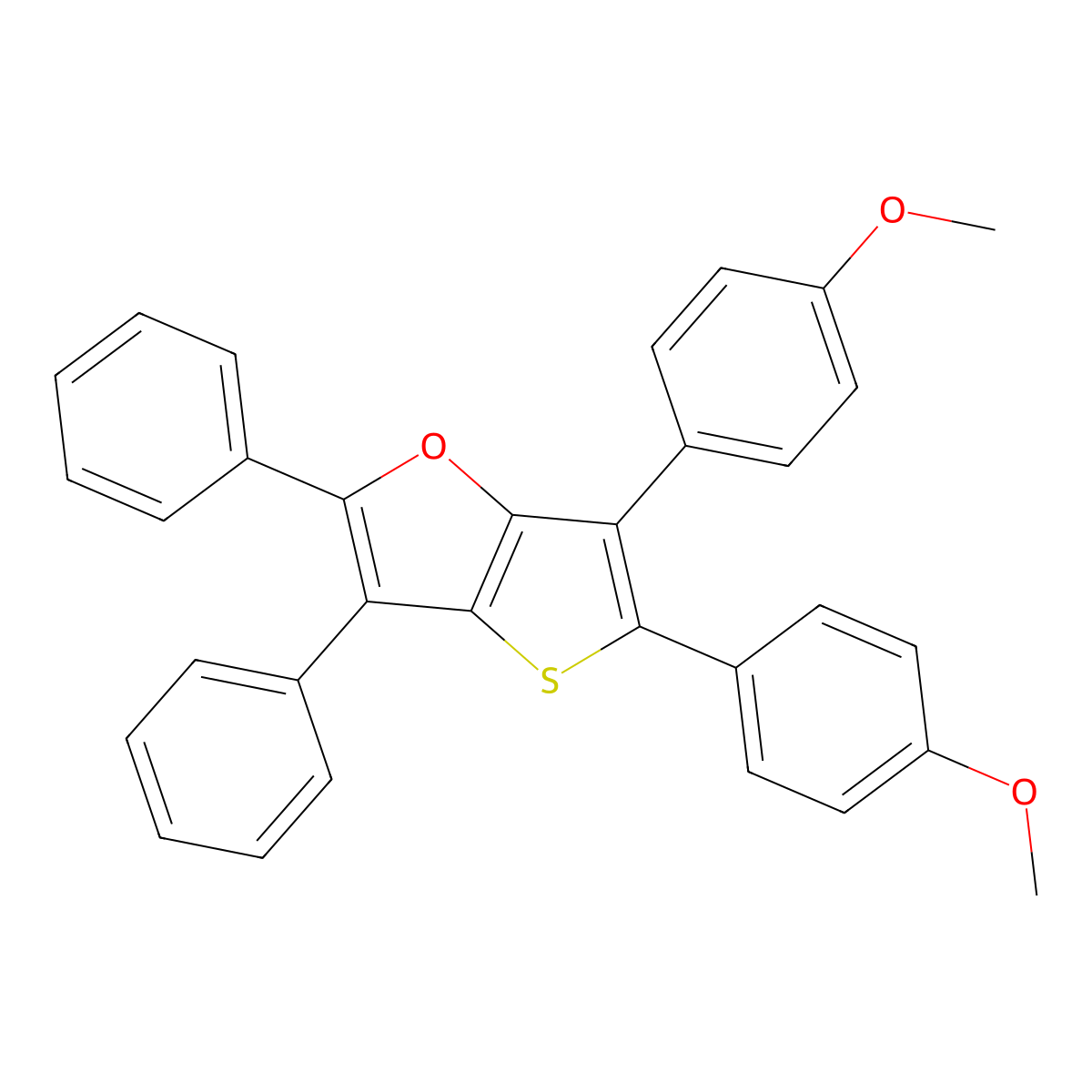 5,6-Bis(4-methoxyphenyl)-2,3-diphenylthieno[3,2-b]furan molecular structure, CAS 81385-77-5
