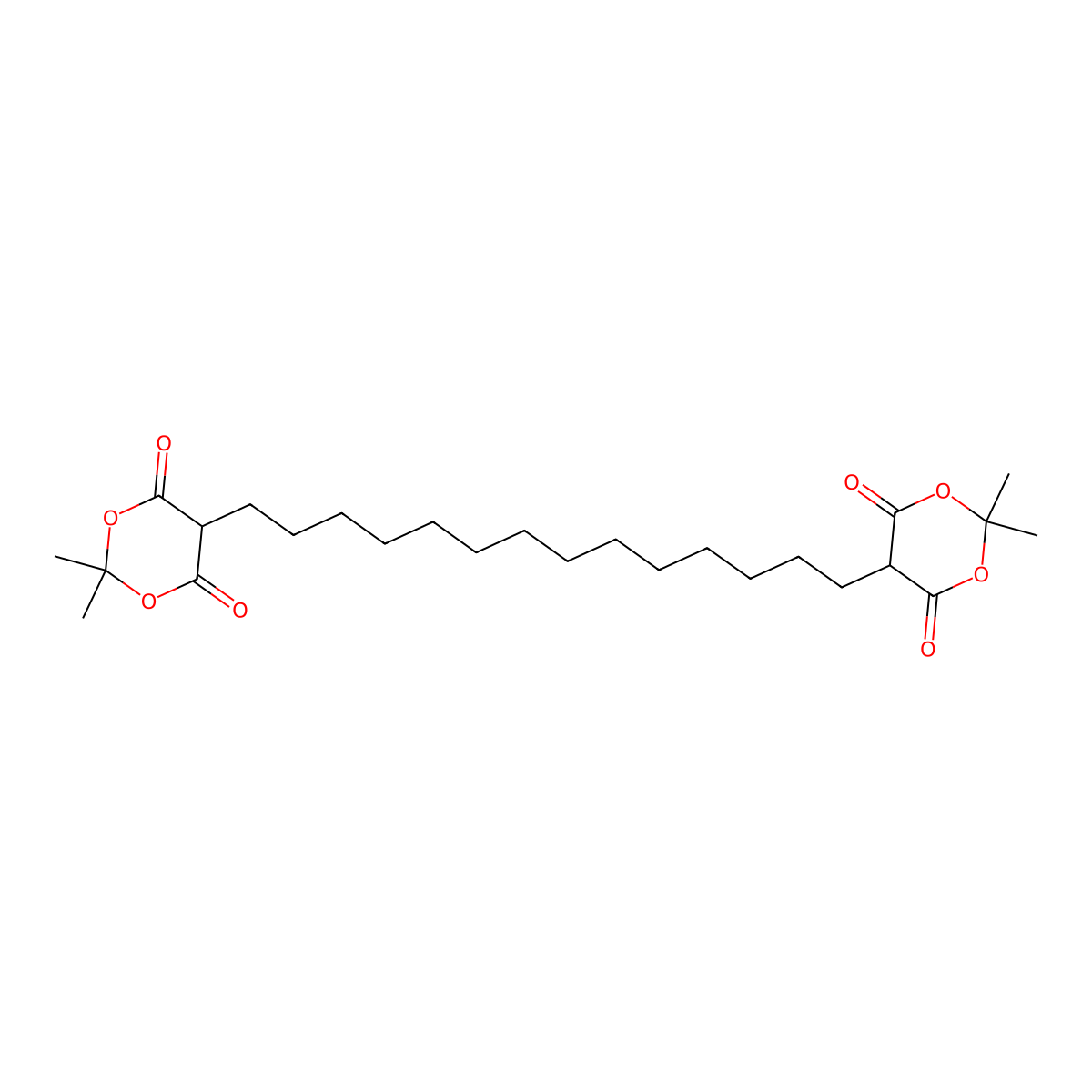 5,5'-(Tetradecane-1,14-diyl)bis(2,2-dimethyl-1,3-dioxane-4,6-dione) molecular structure, CAS 81393-30-8