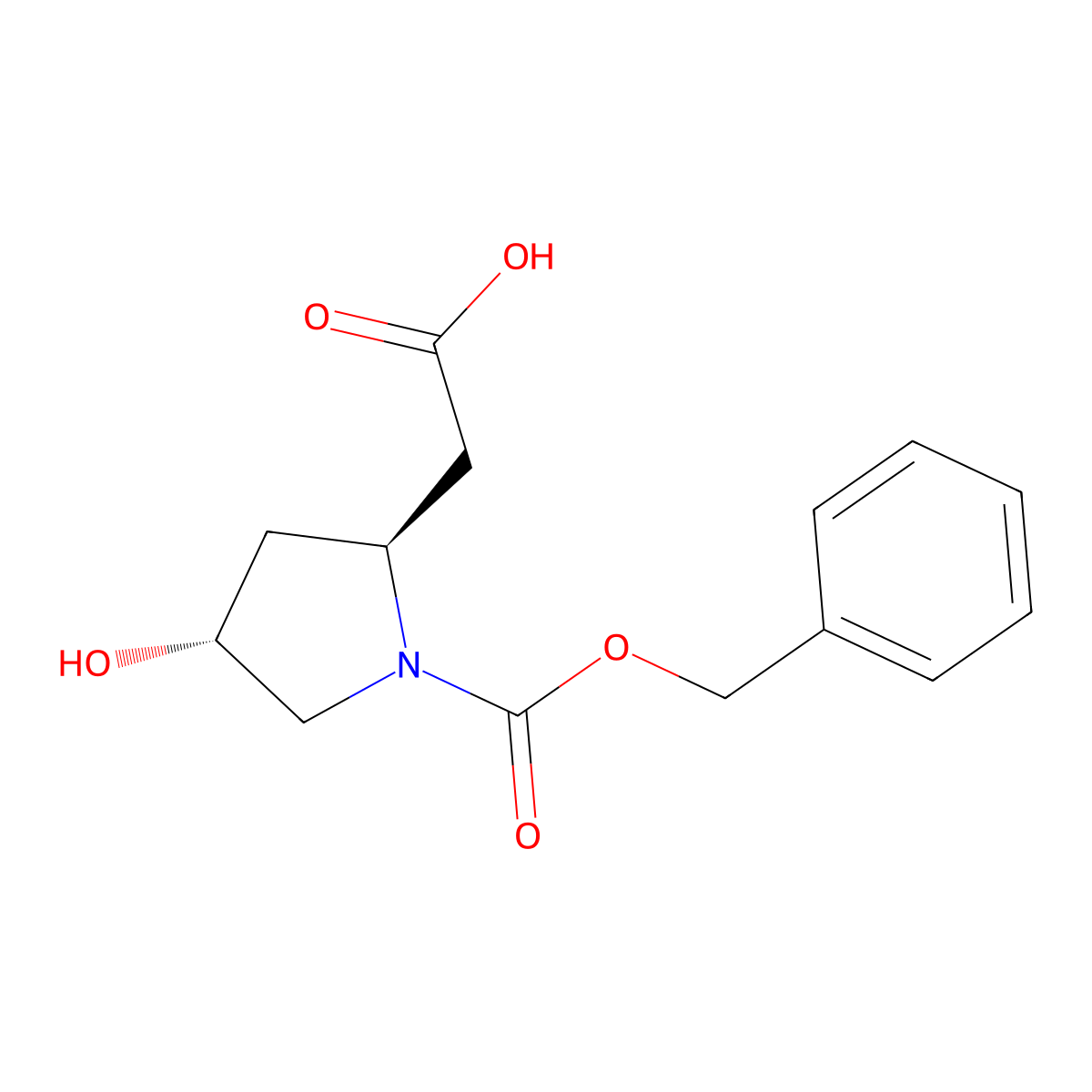 2-[(2S,4R)-1-[(benzyloxy)carbonyl]-4-hydroxypyrrolidin-2-yl]acetic acid molecular structure, CAS 81396-79-4