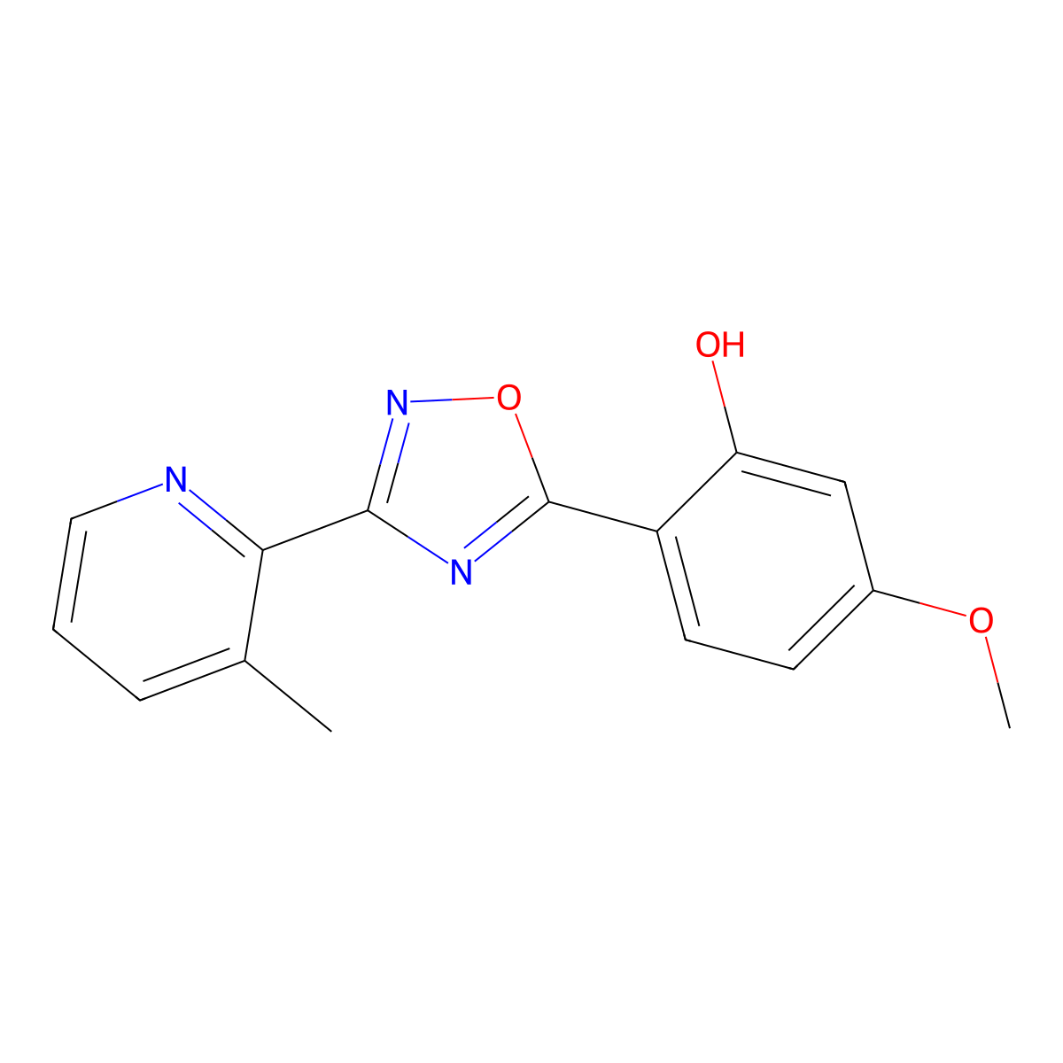 5-Methoxy-2-[3-(3-methylpyridin-2-yl)-1,2,4-oxadiazol-5-yl]phenol molecular structure, CAS 814258-26-9