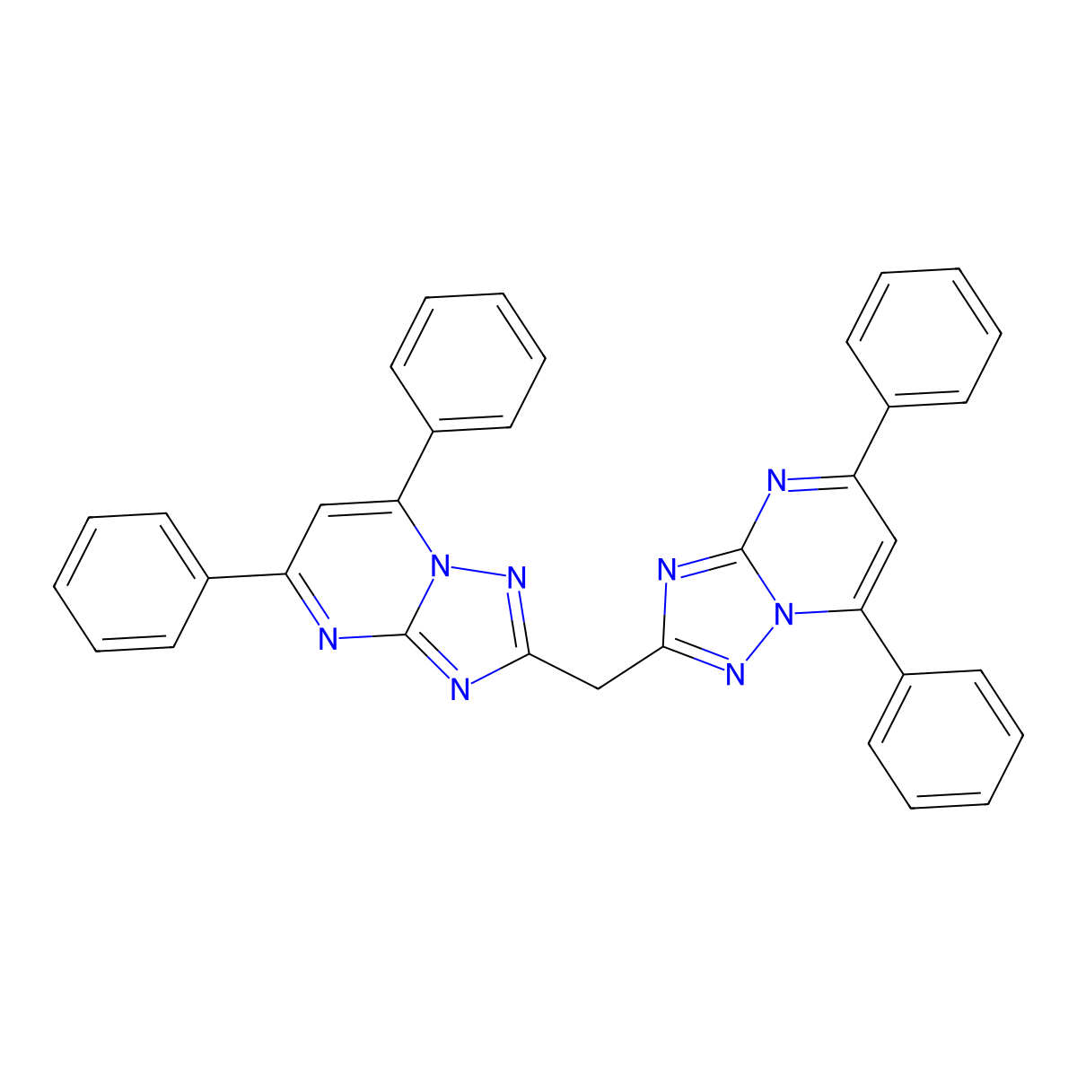 2,2'-Methylenebis(5,7-diphenyl[1,2,4]triazolo[1,5-a]pyrimidine) molecular structure, CAS 81430-62-8