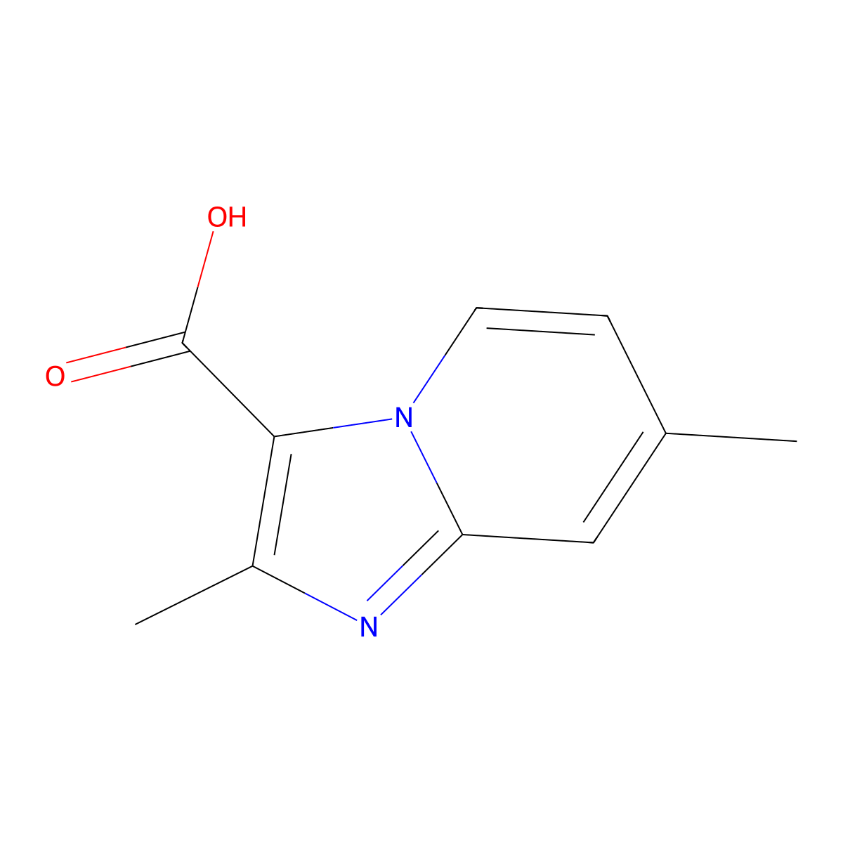 2,7-Dimethylimidazo(1,2-a)pyridine-3-carboxylic acid molecular structure, CAS 81438-53-1