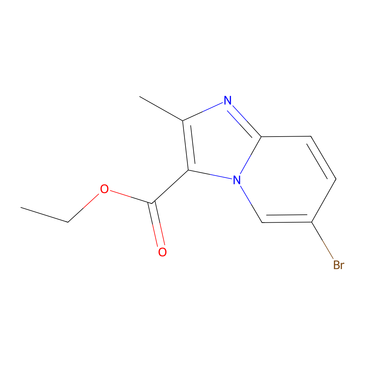 Ethyl 6-bromo-2-methylimidazo[1,2-A]pyridine-3-carboxylate molecular structure, CAS 81438-56-4