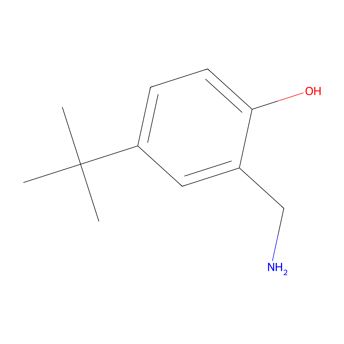 2-(aminomethyl)-4-(1,1-dimethylethyl)-Phenol molecular structure, CAS 81441-06-7