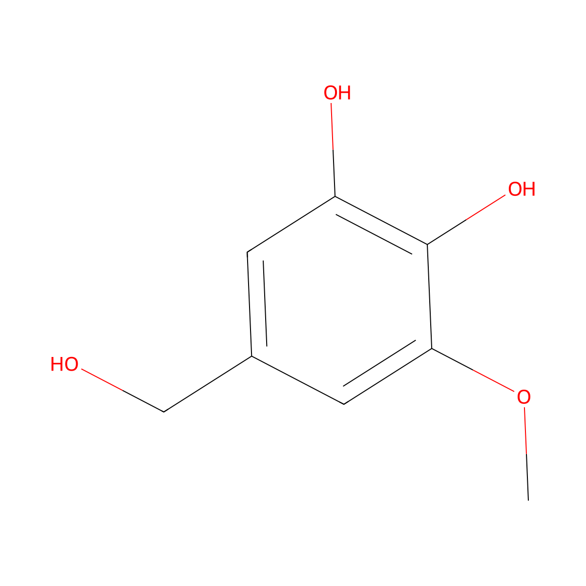5-(Hydroxymethyl)-3-methoxybenzene-1,2-diol molecular structure, CAS 81452-34-8