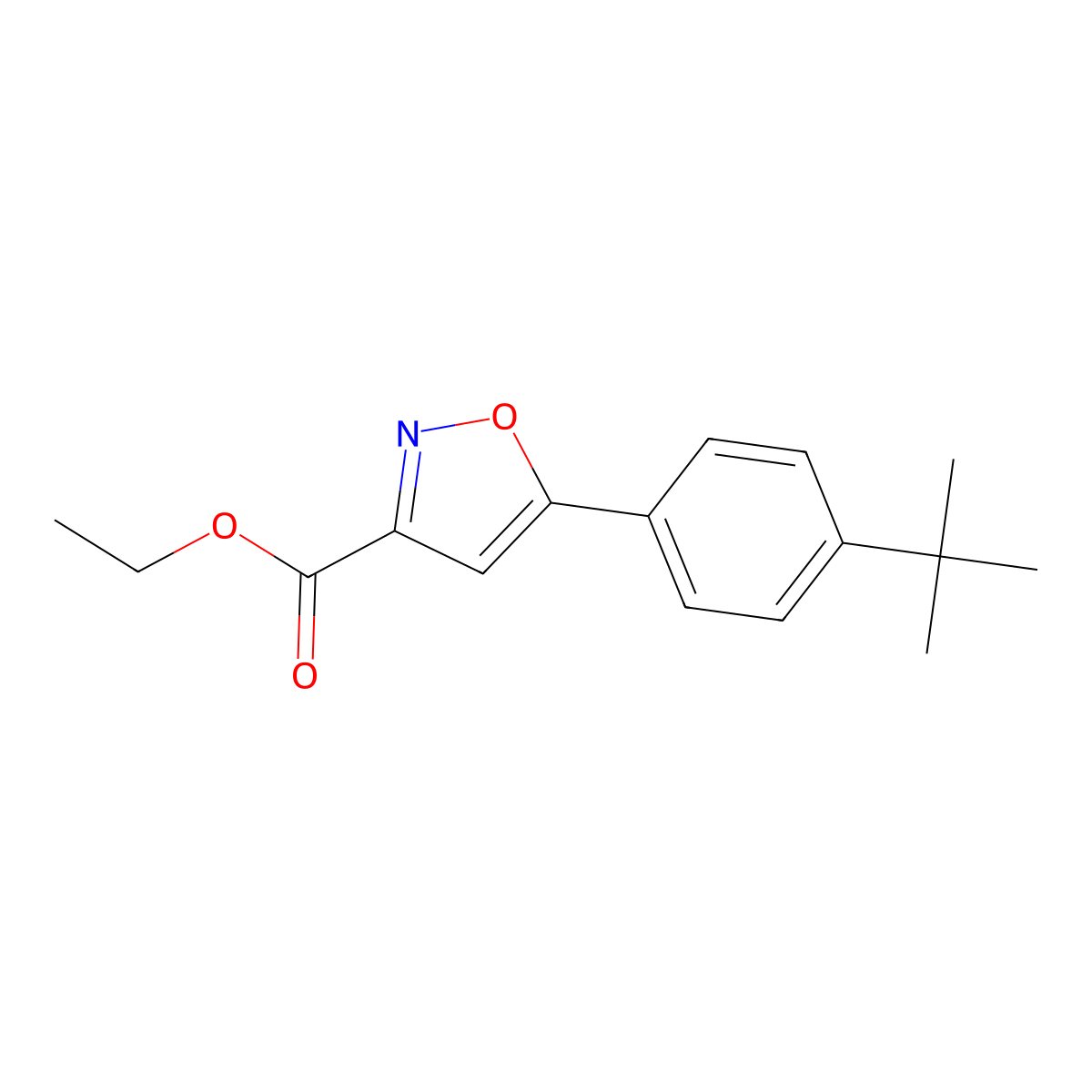 Ethyl 5-(4-tert-butylphenyl)-1,2-oxazole-3-carboxylate molecular structure, CAS 81465-76-1