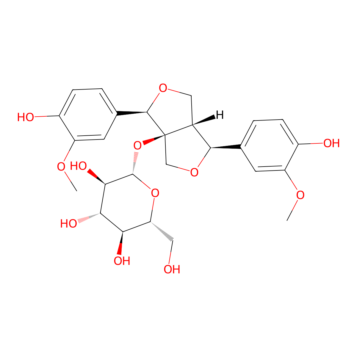 (+)-1-Hydroxypinoresinol 1-O-Beta-D-Glucopyranoside molecular structure, CAS 81495-71-8