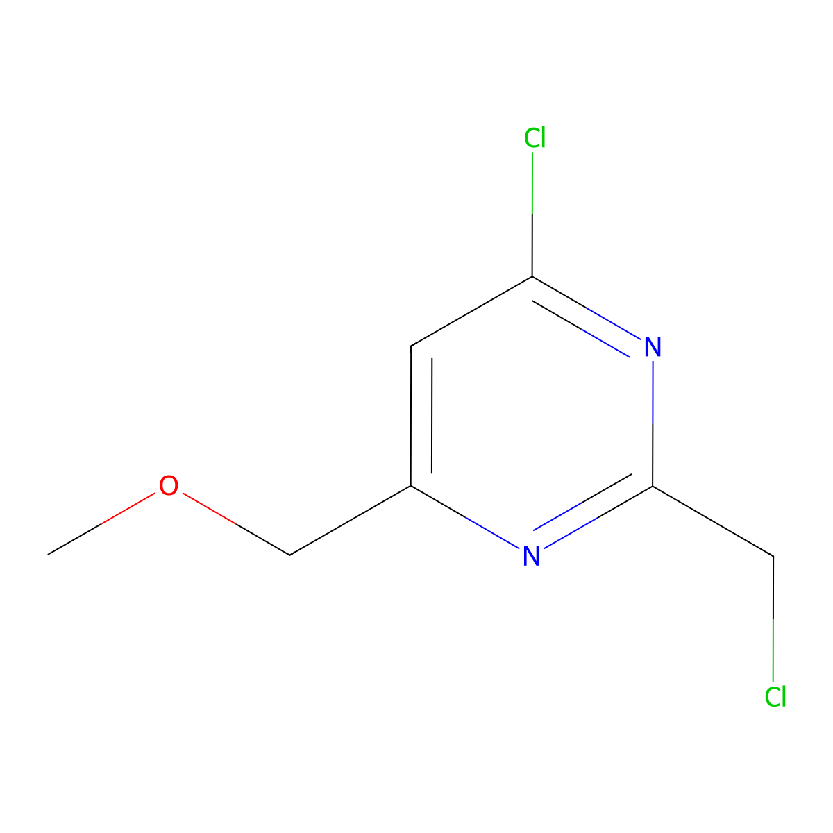 4-Chloro-2-(chloromethyl)-6-(methoxymethyl)pyrimidine molecular structure, CAS 81501-24-8