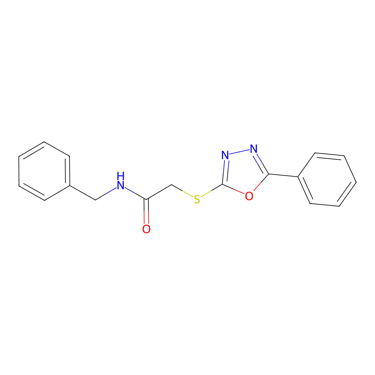 N-benzyl-2-[(5-phenyl-1,3,4-oxadiazol-2-yl)sulfanyl]acetamide molecular structure, CAS 81511-72-0