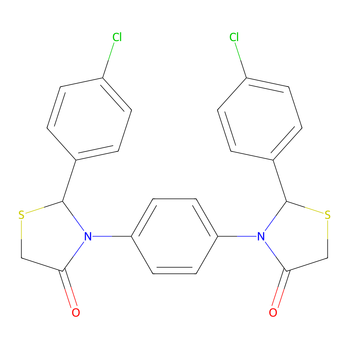 2-(4-Chlorophenyl)-3-[4-[2-(4-chlorophenyl)-4-oxo-1,3-thiazolidin-3-yl]phenyl]-1,3-thiazolidin-4-one molecular structure, CAS 81512-22-3
