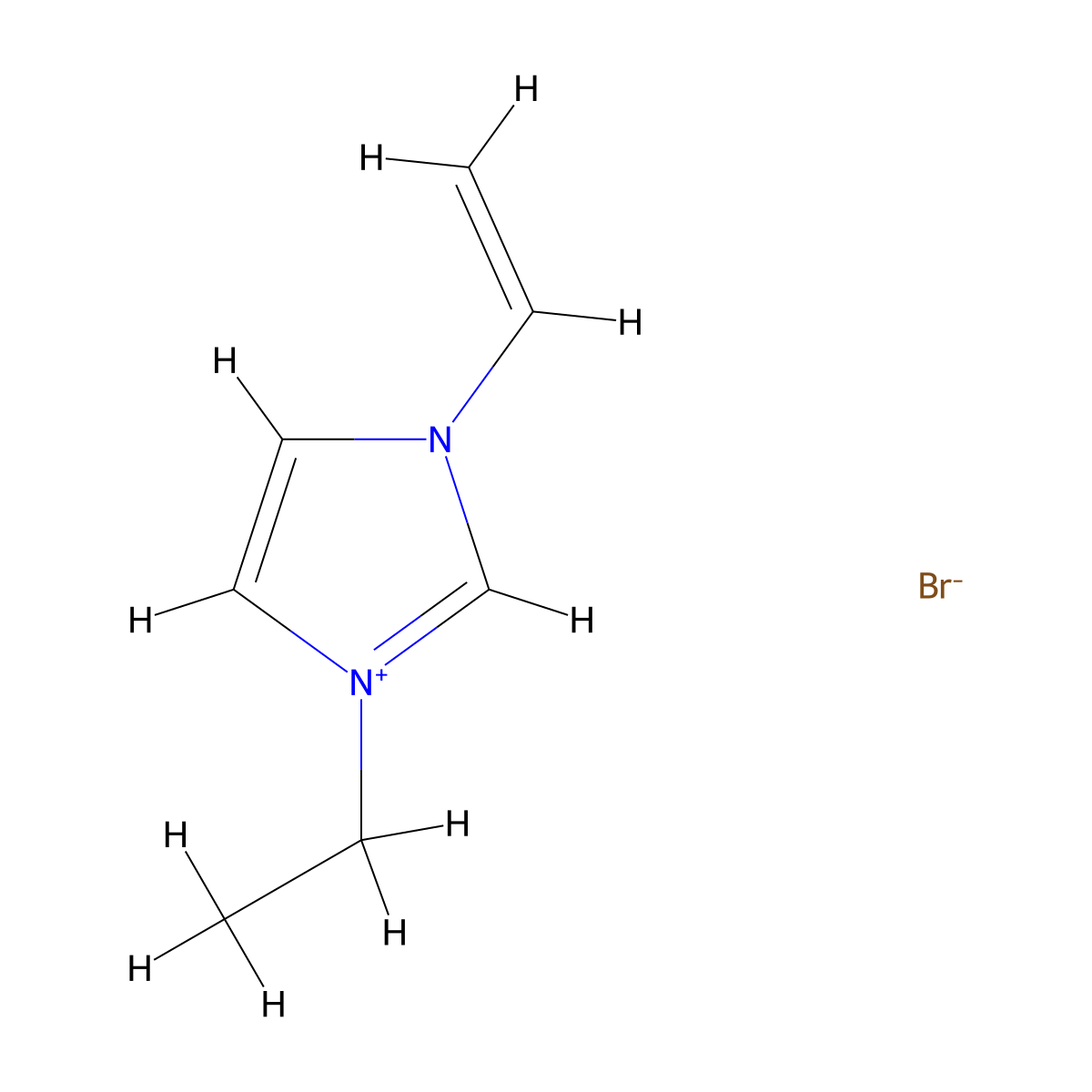 1-Ethyl-3-vinylimidazolium bromide molecular structure, CAS 81517-60-4