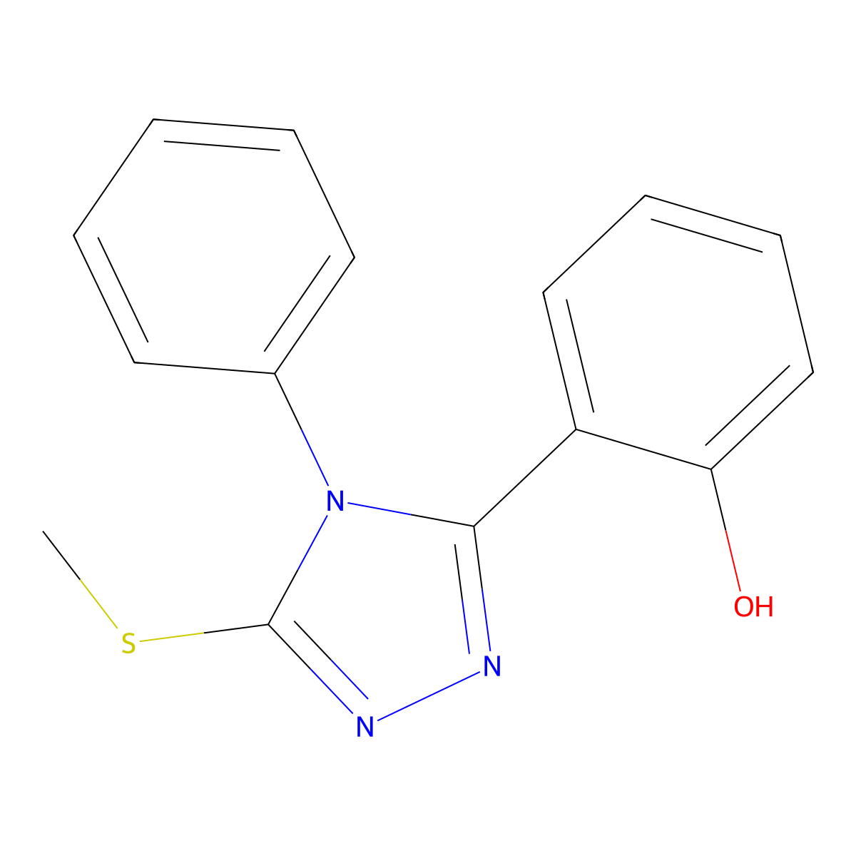Phenol, 2-(5-(methylthio)-4-phenyl-4H-1,2,4-triazol-3-yl)- molecular structure, CAS 81518-33-4