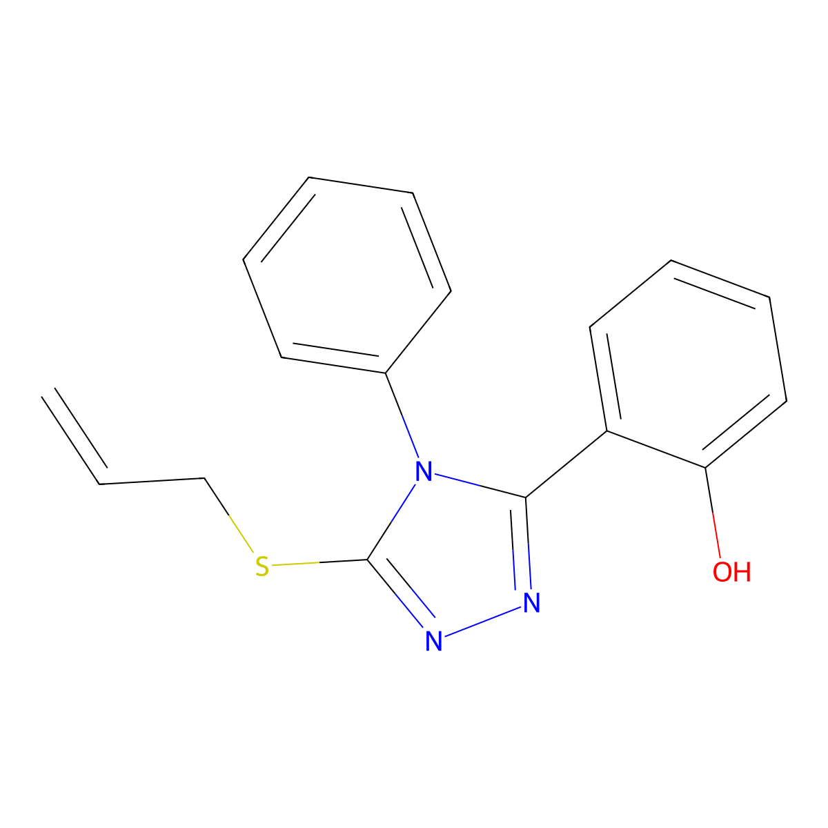 Phenol, 2-(4-phenyl-5-(2-propenylthio)-4H-1,2,4-triazol-3-yl)- molecular structure, CAS 81518-35-6
