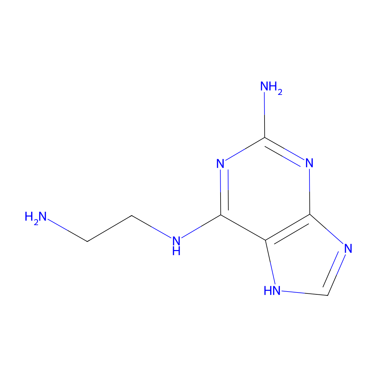 N6-(2-aminoethyl)-9H-purine-2,6-diamine molecular structure, CAS 81528-76-9