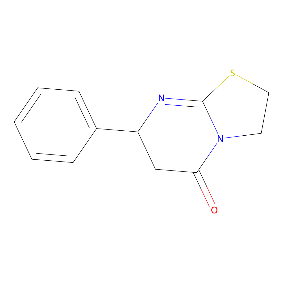 5H-Thiazolo(3,2-a)pyrimidin-5-one, 2,3,6,7-tetrahydro-7-phenyl- molecular structure, CAS 81530-25-8