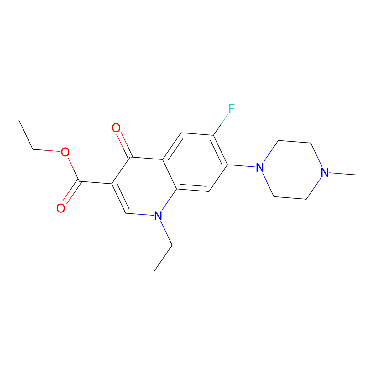 Ethyl 1-ethyl-6-fluoro-7-(4-methylpiperazin-1-yl)-4-oxo-1,4-dihydroquinoline-3-carboxylate molecular structure, CAS 81530-83-8