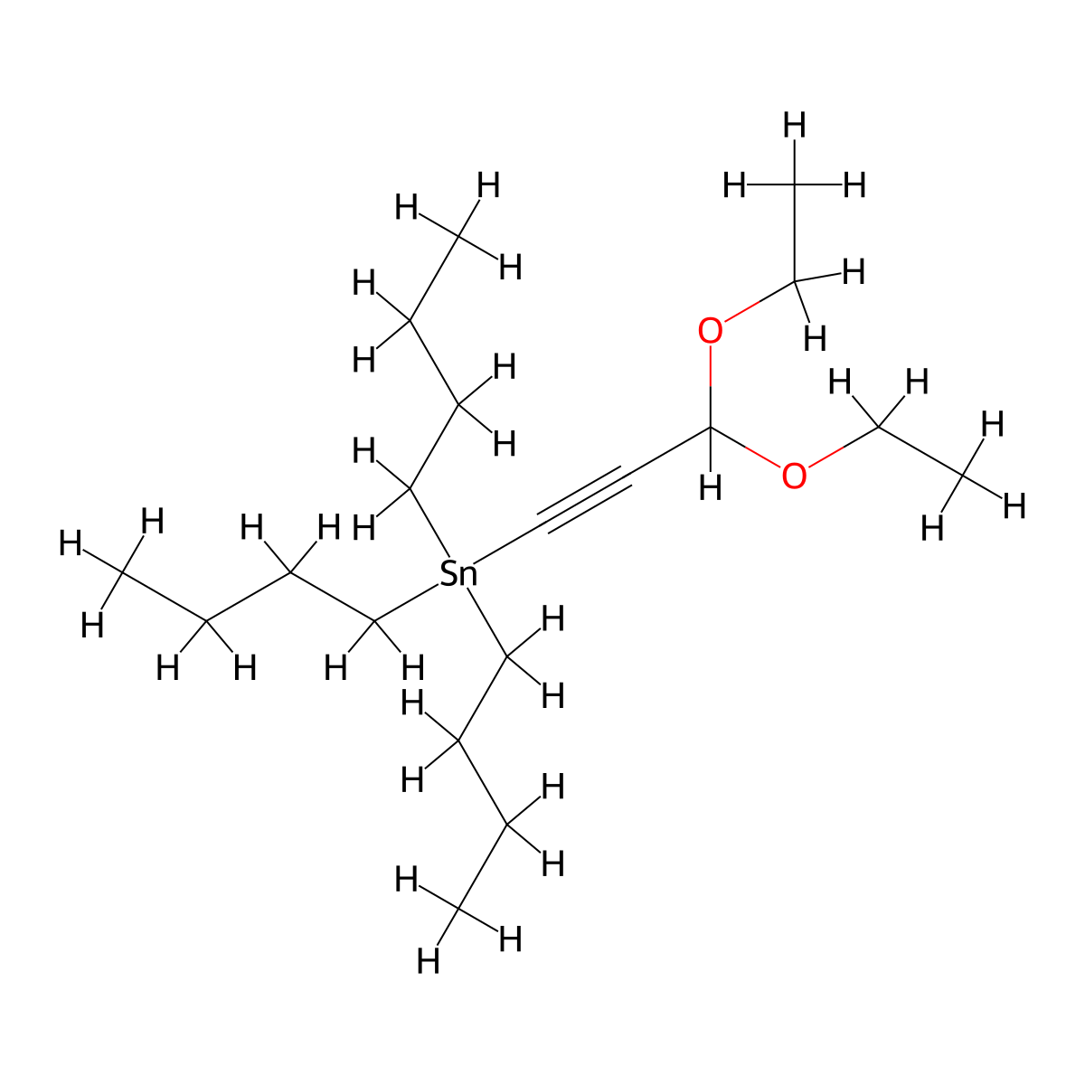 Tributyl(3,3-diethoxyprop-1-yn-1-yl)stannane molecular structure, CAS 81535-78-6