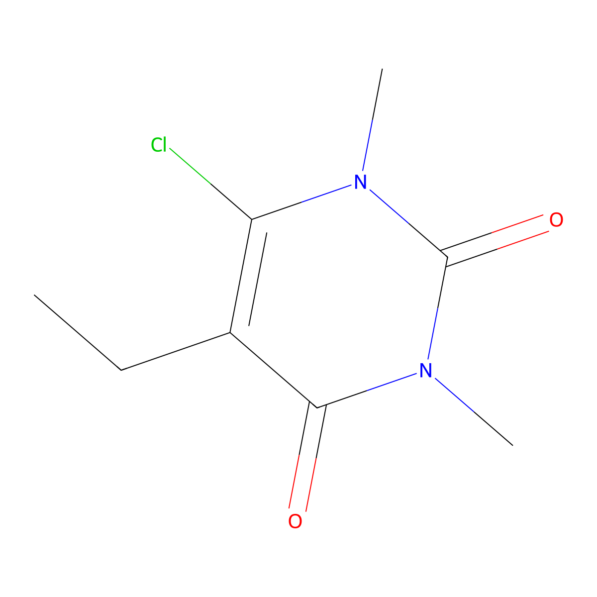 6-chloro-5-ethyl-1,3-dimethyl-2,4(1H,3H)-pyrimidinedione molecular structure, CAS 81537-85-1