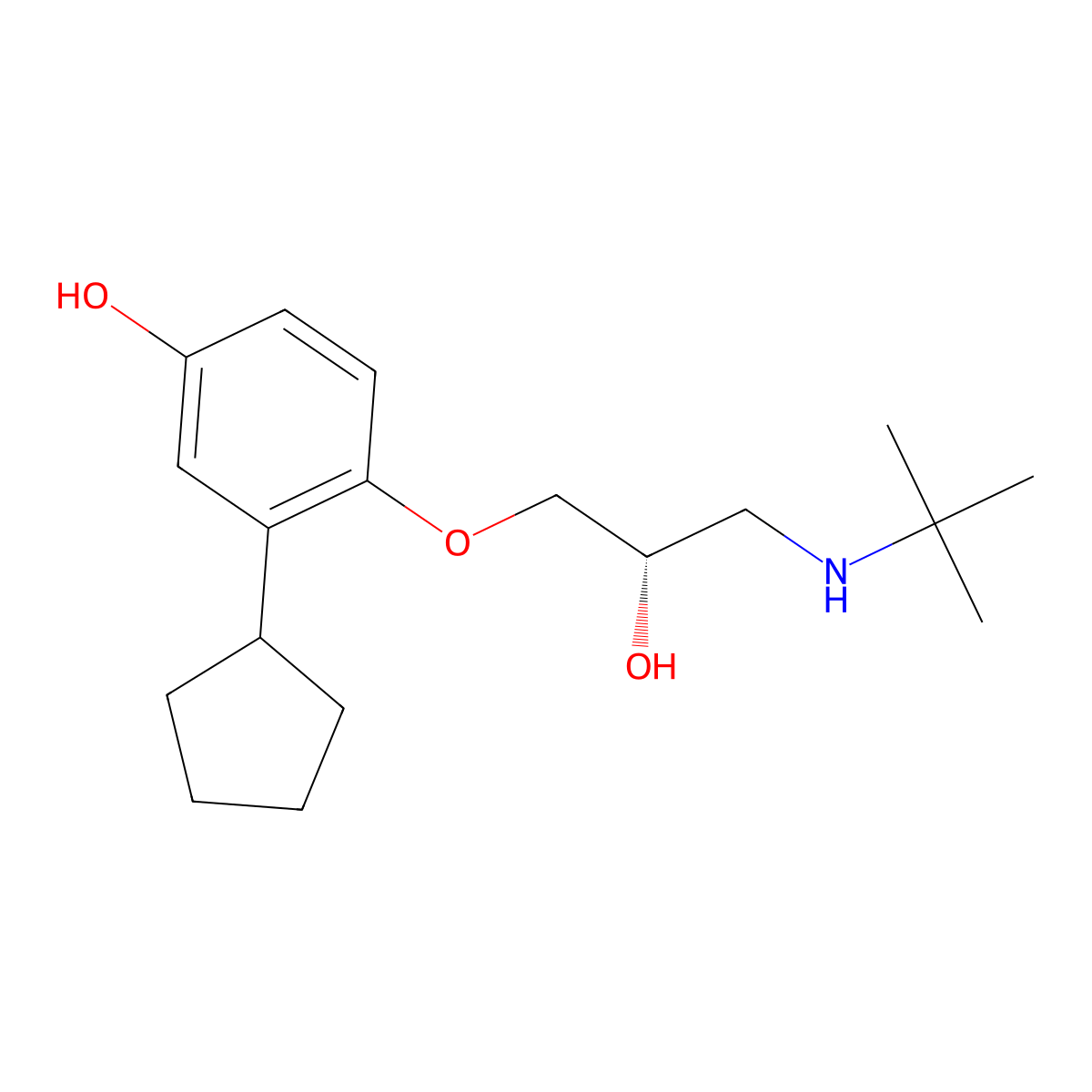 4-Hydroxypenbutolol molecular structure, CAS 81542-82-7