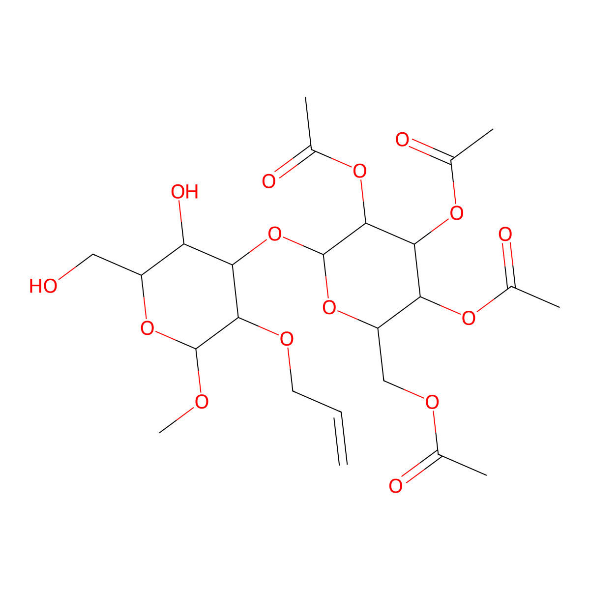 Methyl 2-O-Allyl-3-O-(2',3',4',6'-tetra-O-acetyl-alpha-D-mannopyranosyl)-alpha-D-mannopyranoside molecular structure, CAS 81555-75-1