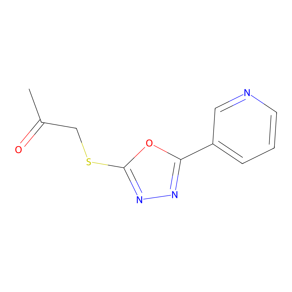 1-[(5-Pyridin-3-yl-1,3,4-oxadiazol-2-yl)sulfanyl]propan-2-one molecular structure, CAS 81555-94-4