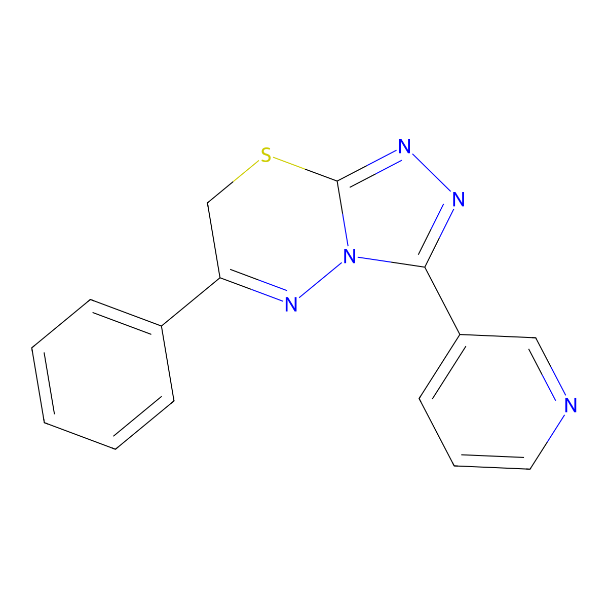 6-phenyl-3-(3-pyridinyl)-7H-[1,2,4]triazolo[3,4-b][1,3,4]thiadiazine molecular structure, CAS 81556-11-8