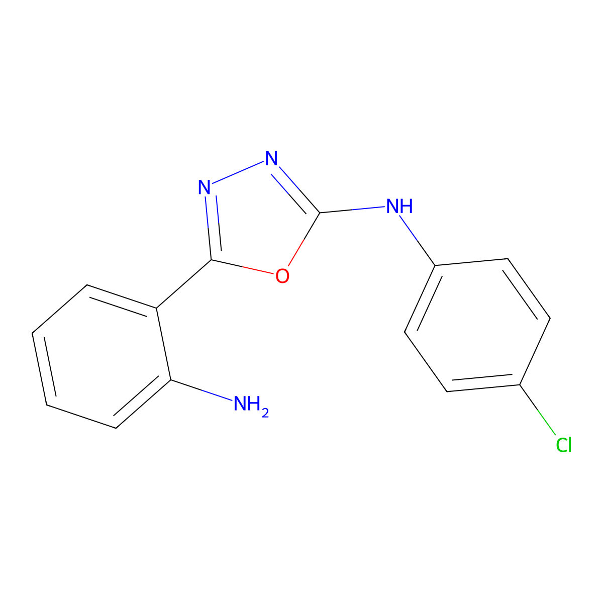 5-(2-aminophenyl)-N-(4-chlorophenyl)-1,3,4-oxadiazol-2-amine molecular structure, CAS 81559-77-5