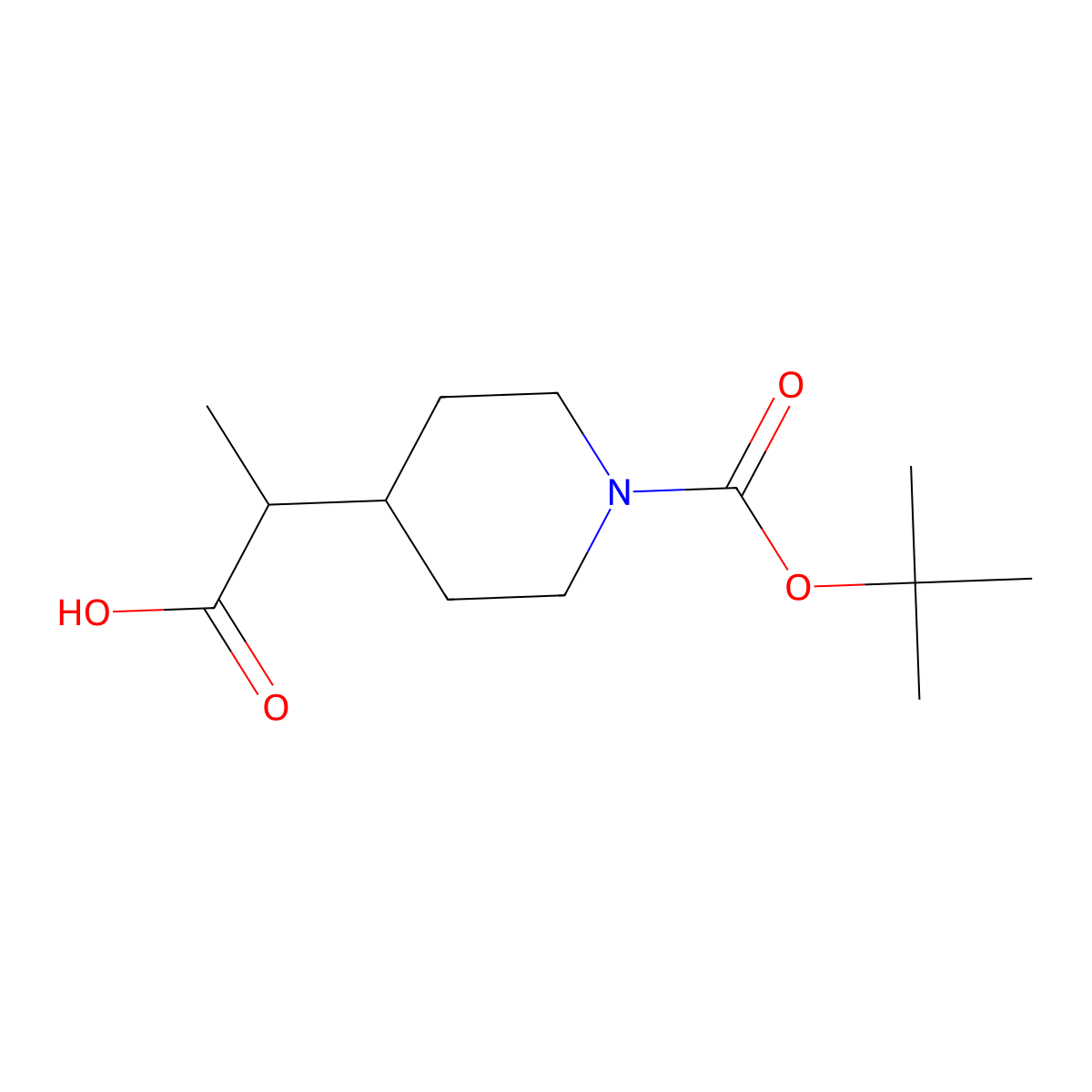 2-[1-(Tert-butoxycarbonyl)piperidin-4-yl]propanoic acid molecular structure, CAS 815593-60-3