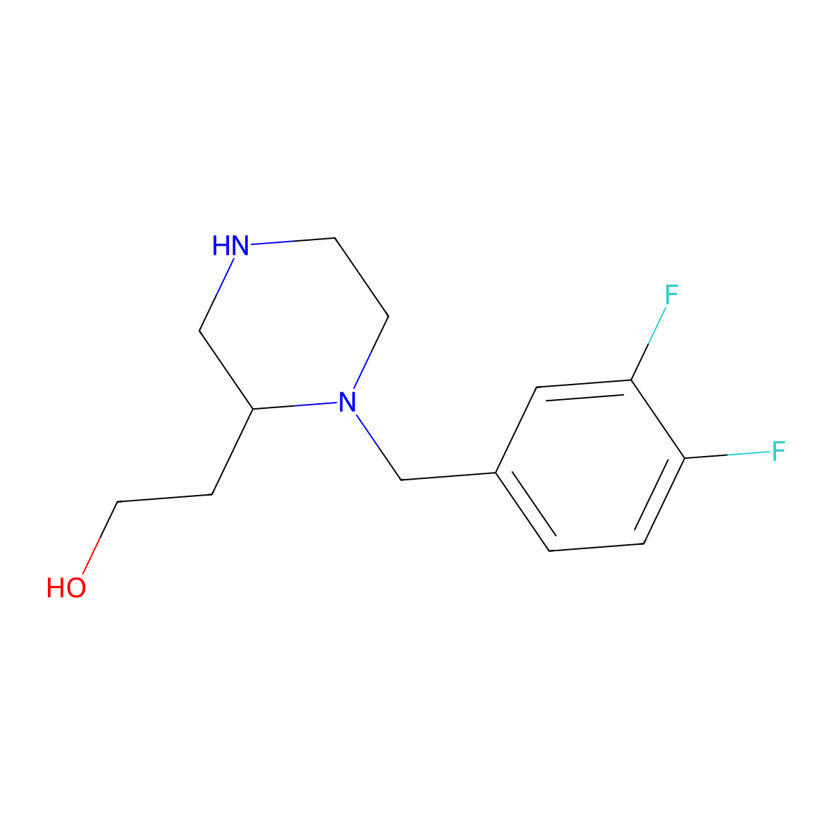 2-[1-(3,4-Difluorobenzyl)-2-piperazinyl]ethanol molecular structure, CAS 815603-03-3